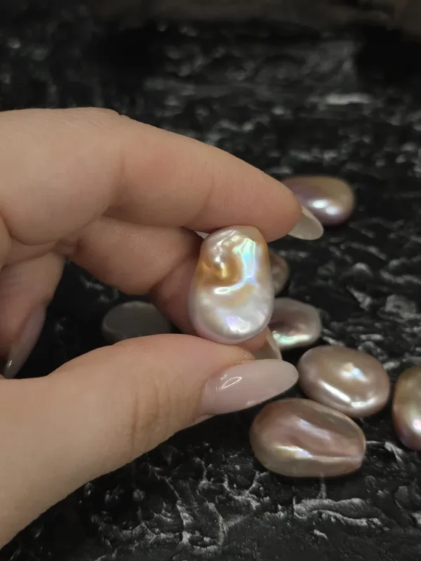 Perła Naturalna Keshi Fioletowa Kropla\Łezka Plaska 20-25mm