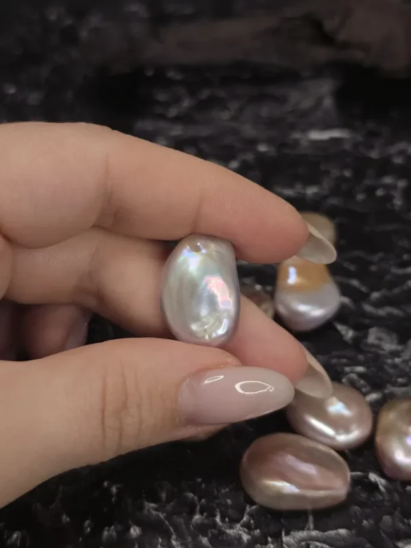 Perła Naturalna Keshi Fioletowa Kropla\Łezka Plaska 20-25mm