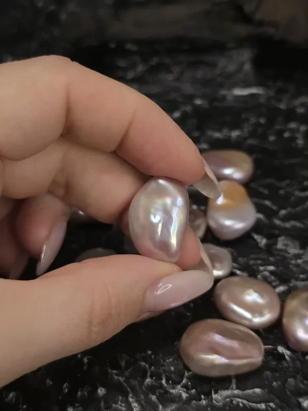 Perła Naturalna Keshi Fioletowa Kropla\Łezka Plaska 20-25mm